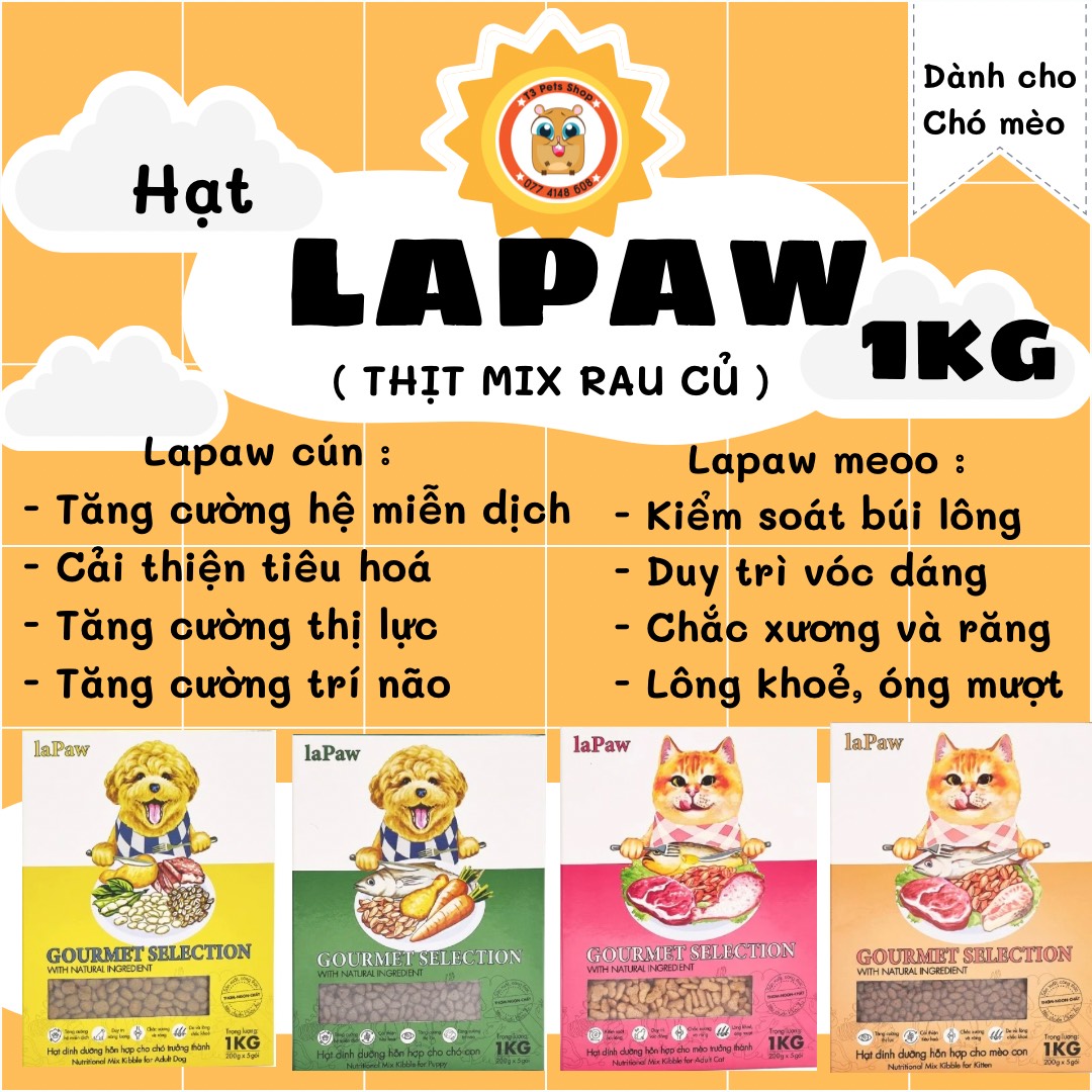 Thức ăn hạt lapaw 200gr , 1kg , 1.2kg dành cho chó mèo