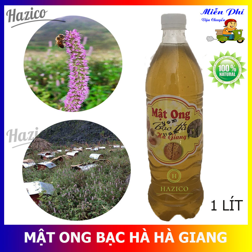Mật ong hoa bạc hà Hà Giang Hazico 1lít Tăng cường sức đề kháng, hỗ trợ giảm cân, tốt cho dạ dày, tiêu hóa, làm đẹp, giảm mụn, xóa mờ thâm nám, giảm ho, tẩy tế bào chết