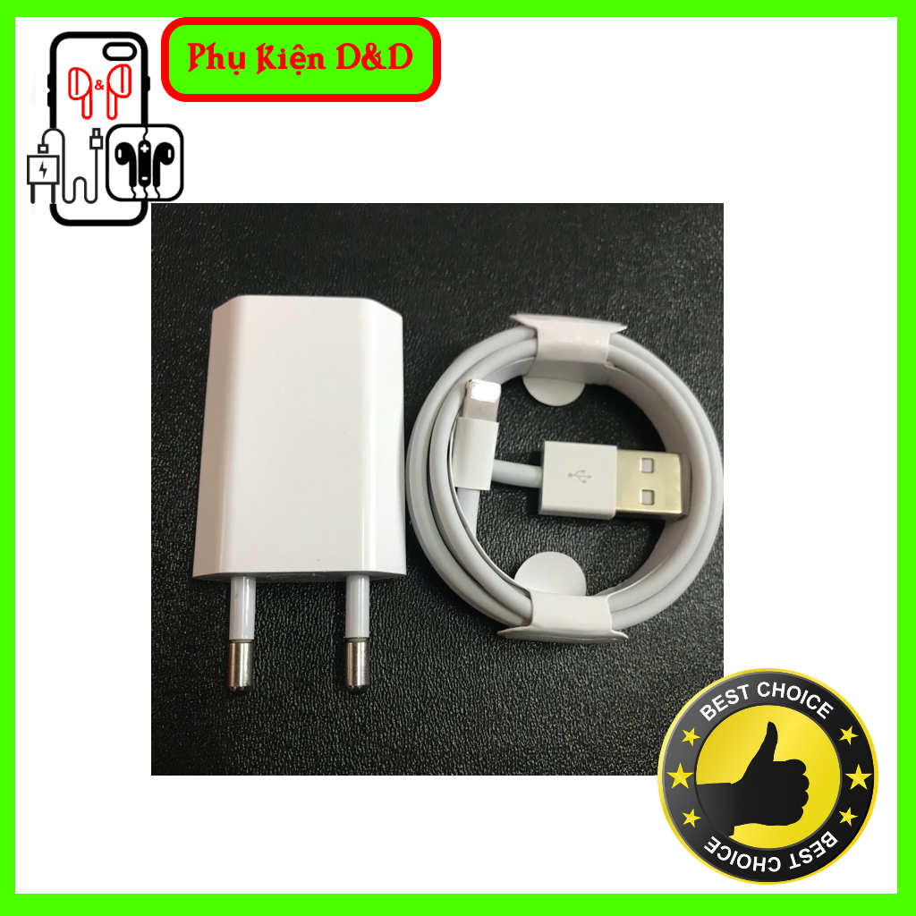 COMBO  Củ Sạc Dẹt + Cáp Sạc Cho IPHONE 5-6-6S-7-8-7P-8P-X-XR-XSMAX