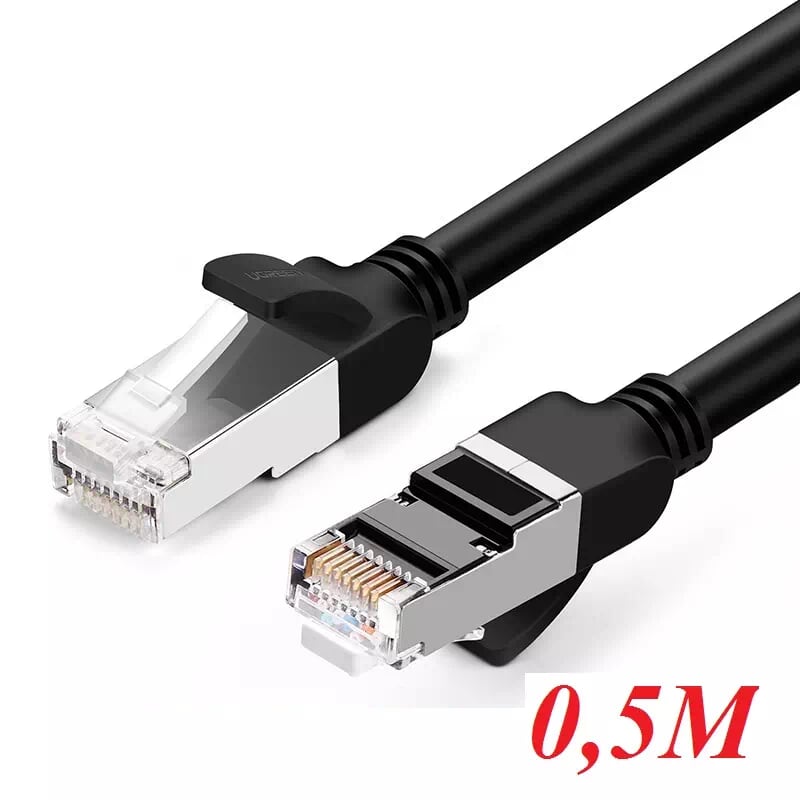 Ugreen 50190 0.5m màu đen cáp mạng lan cat 6 đầu bấm kim loại nw101