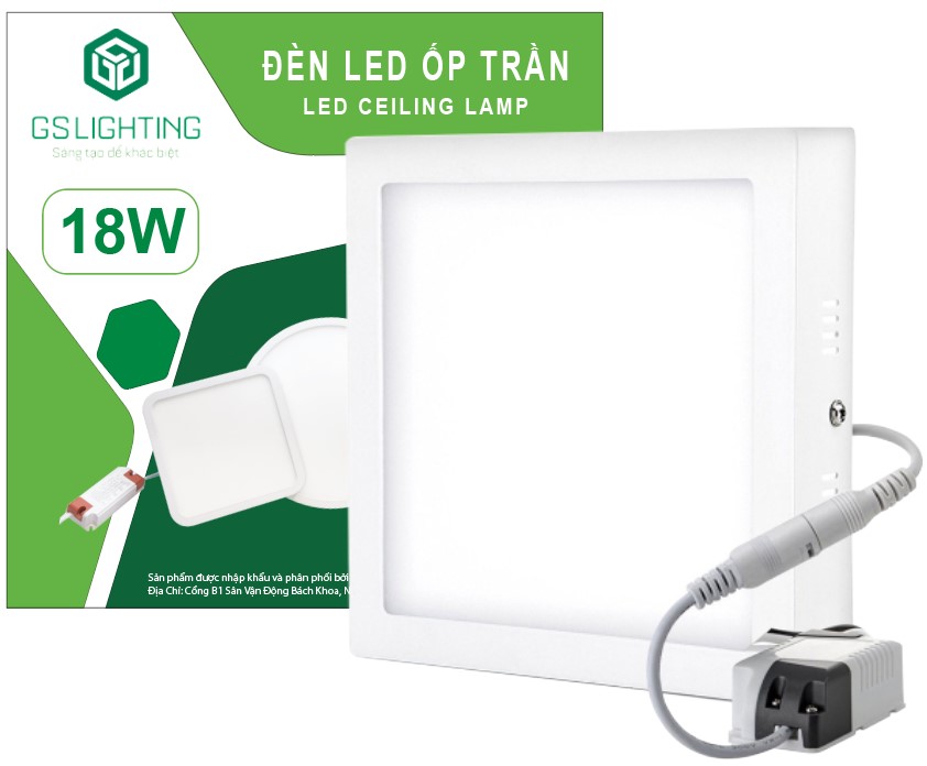 Đèn led ốp trần 18w vuông gsot18-v