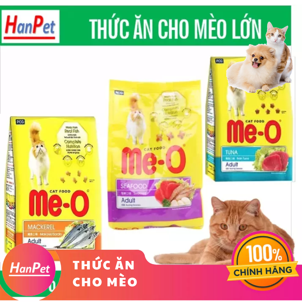 Hanpet - thức ăn viên cho mèo lớn Me-O 350gr (3 vị CÁ NGỪ, Hải sản, cá thu) ( 201)