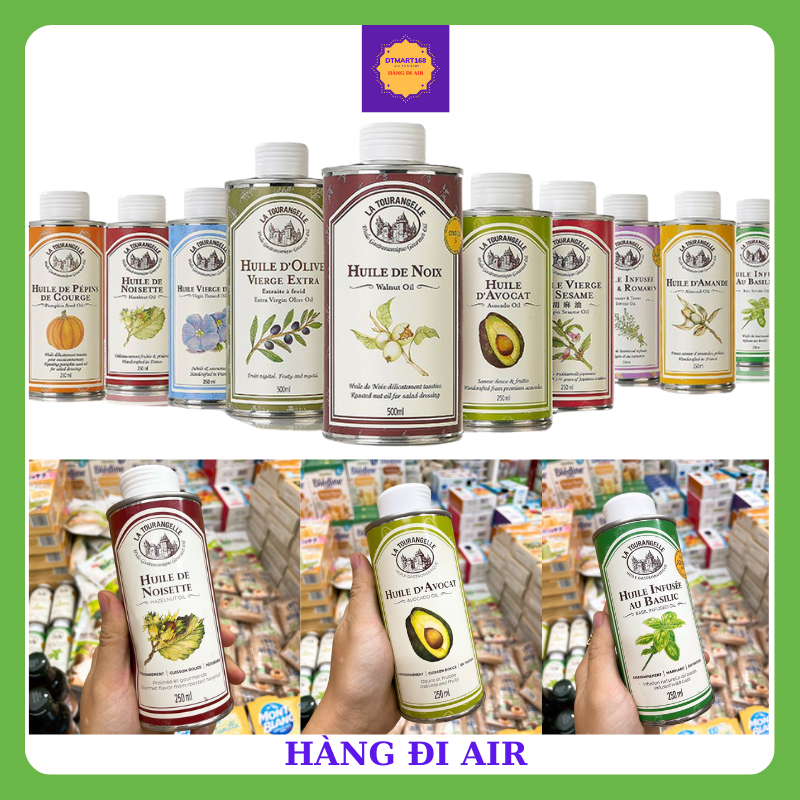 Dầu ăn dặm cho bé, dầu bơ, dầu óc chó, dầu hạt dẻ, dầu hạt lanh...la tourangelle 250ml date t3/2022