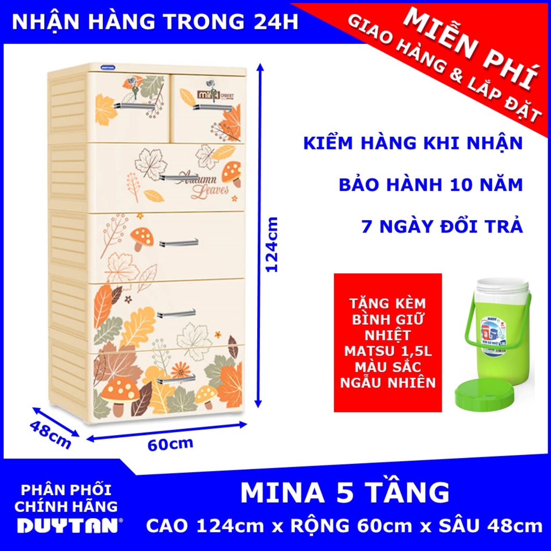 Tủ nhựa duy tân mina 5 tầng tặng kèm bình giữ nhiệt matsu cao cấp 1,5l màu ngẫu nhiên