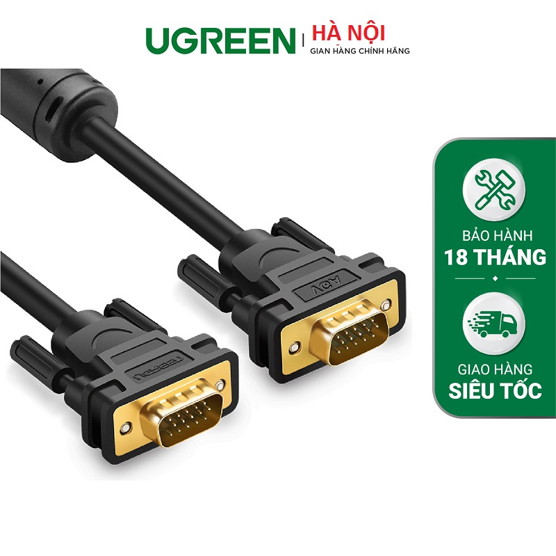 Cáp vga 3 +6 ugreen 1m, 1,5m, 2m, 3m, 5m, 10m, 15m cao cấp dùng cho máy tính pc, láp tốp, máy chiếu