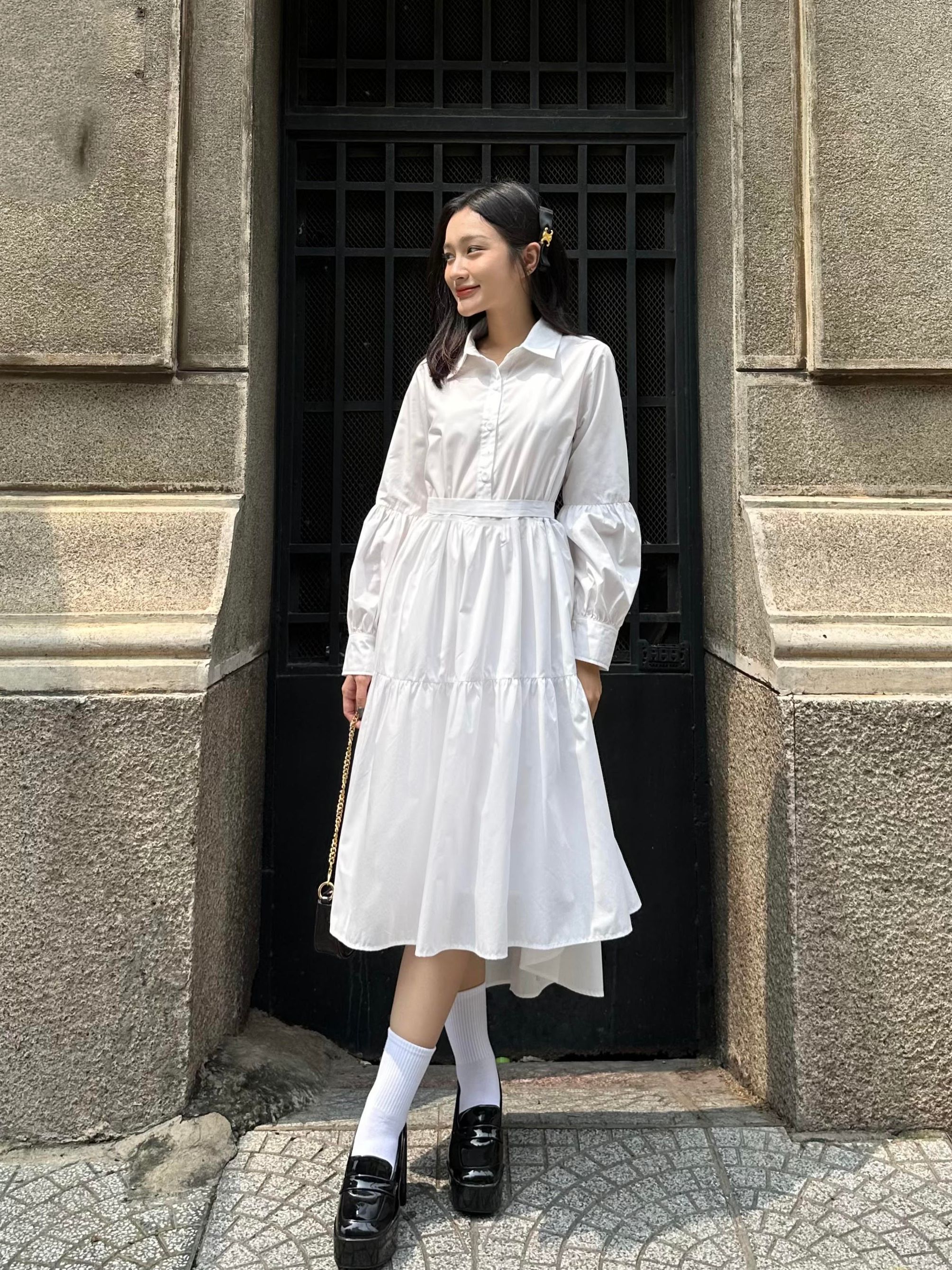 91 signature | đầm sơ mi vạc so le thanh lịch | idy dress