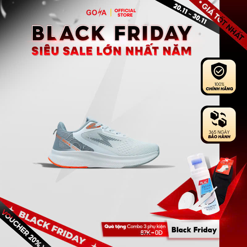 Giày thể thao sneaker Nam/ Nữ Goya chính hãng GY232 Màu Trắng