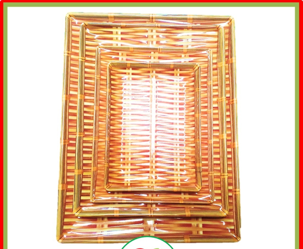 Đĩa Phíp Nhựa Giả Mây, Mẹt Giả Tre Chữ Nhật Đủ Cỡ, Đồ Nhà Hàng, Nhà Bếp - Duonghieu6789