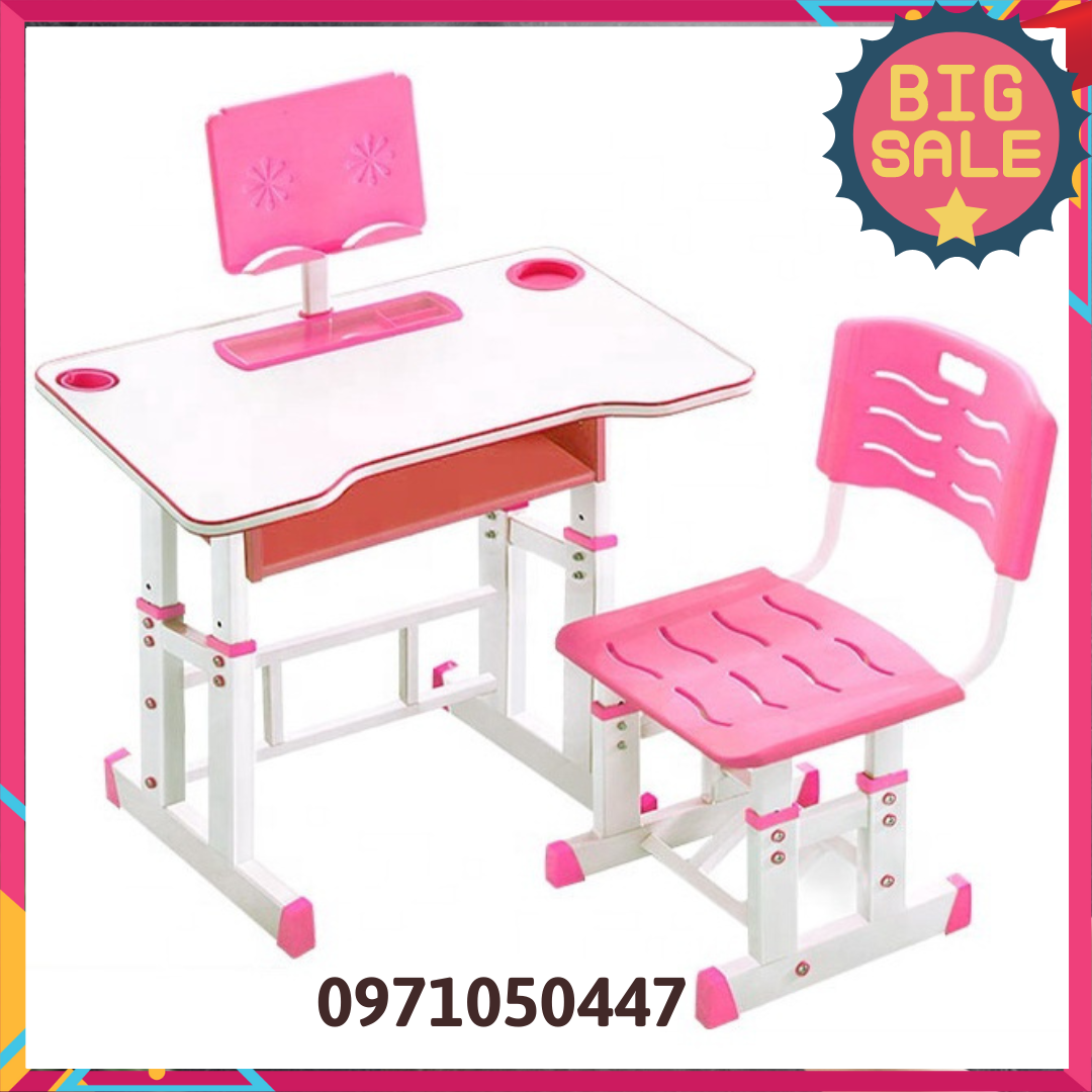 Bộ bàn ghế học sinh tiểu học, Bàn học tập cho bé, Bàn trẻ em có tặng kèm đèn LED kích thước 80x50cm