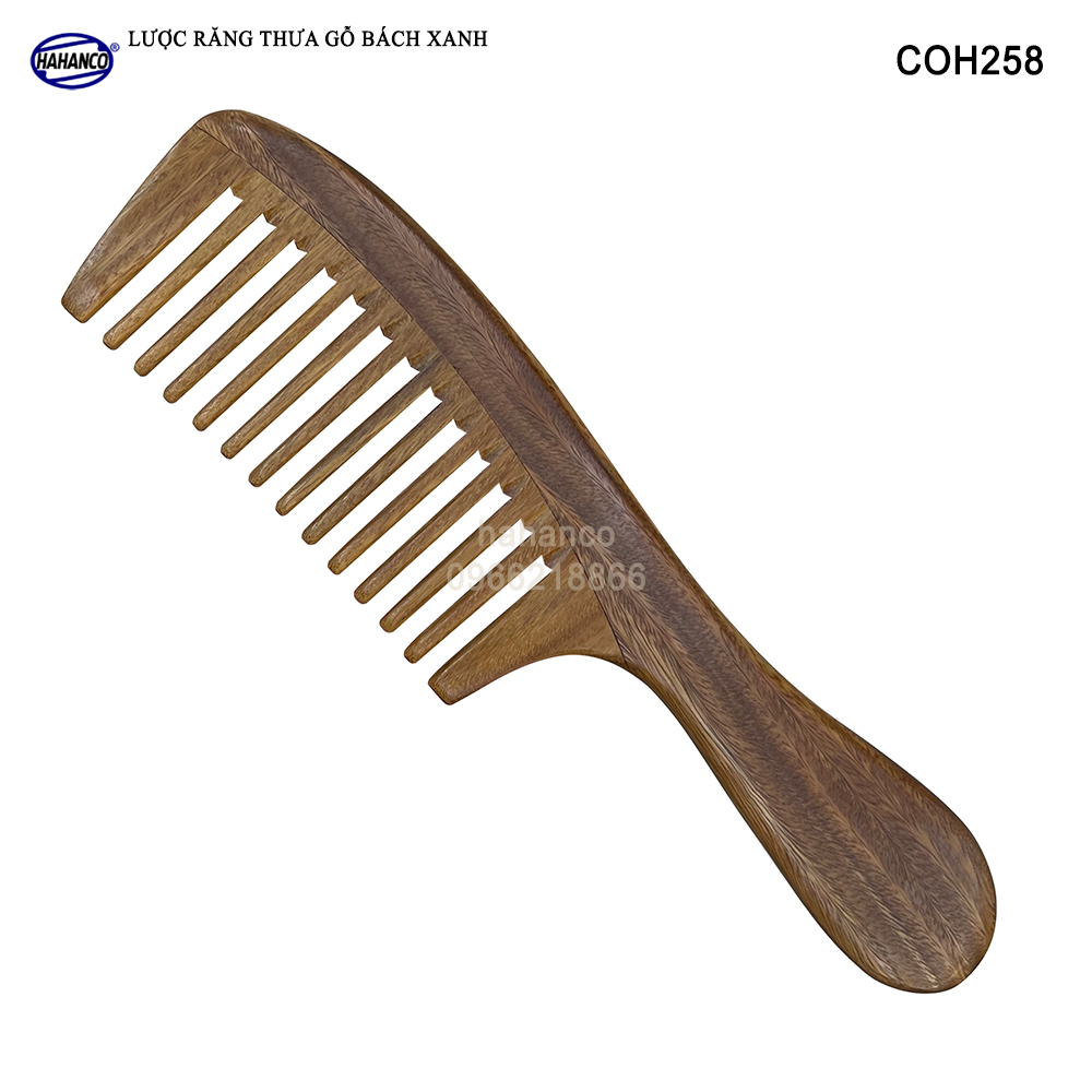 Lược gỗ Thơm răng thưa Chải tóc xoăn, rối, xù - massage đầu giúp lưu thông máu- COH258