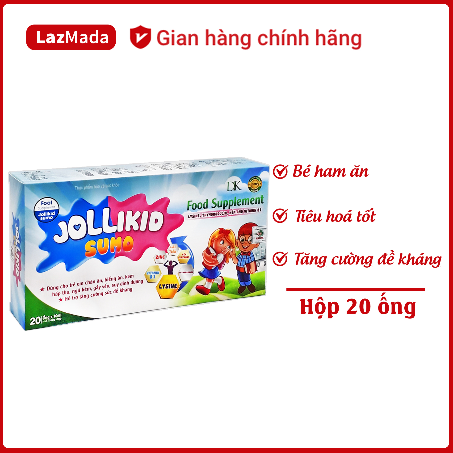 Siro tăng đề kháng Jolli Kid Sumo - Tăng Cường Sức Đề Kháng cho bé từ 3 tuổi, giúp bé ăn ngon miệng - Hộp 100 ml - Hàng chính Hãng