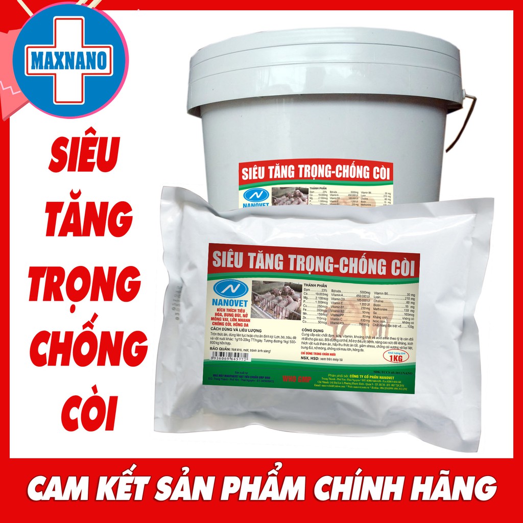 1kg Siêu tăng trọng chống còi, vỗ béo vật nuôi, gia súc, gia cầm, thủy cầm, chó, mèo