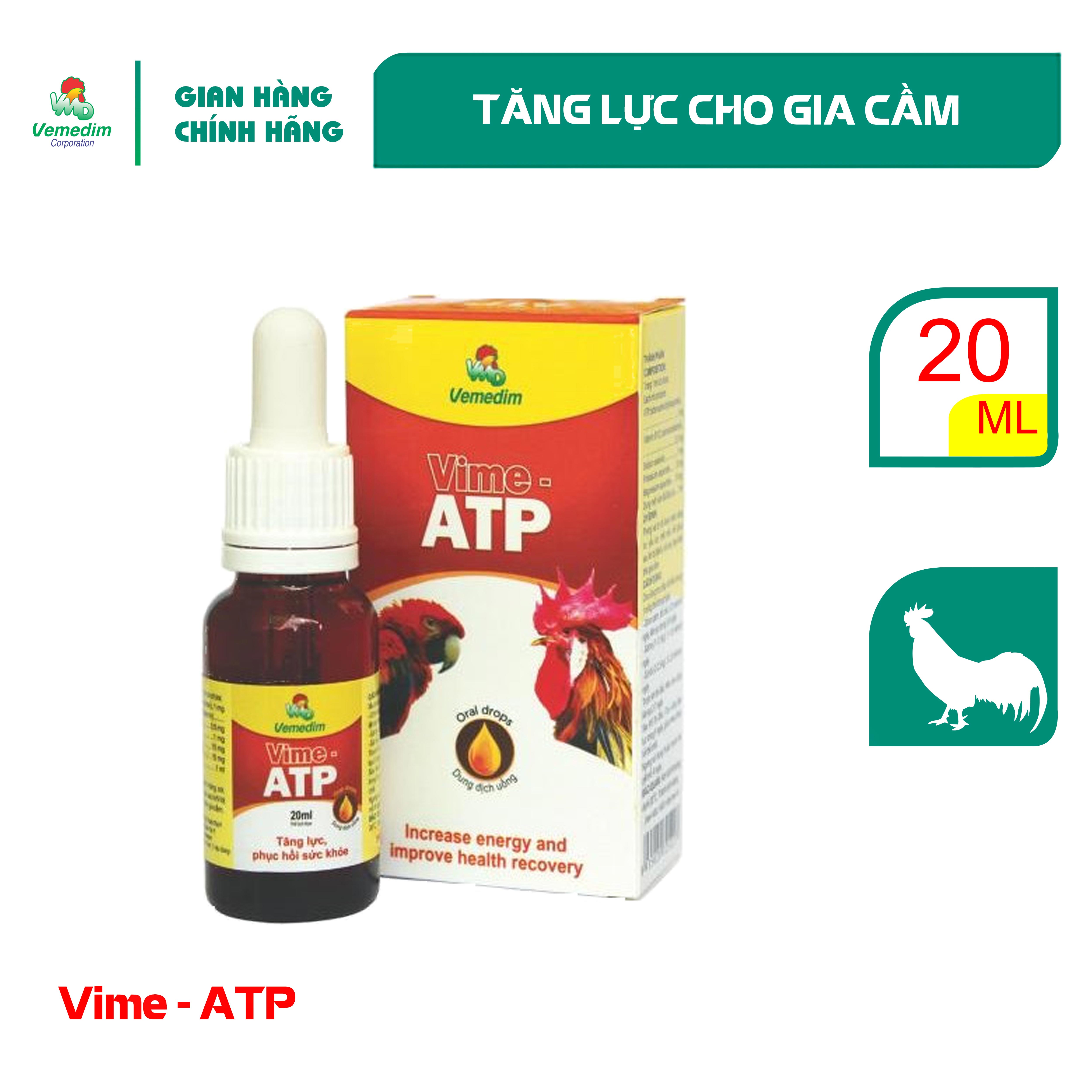 "Hoàn tiền đến 10%" Vemedim Vime ATP drop cung cấp vitamin, tăng lực cho gà đá, chim cảnh, chai 20ml