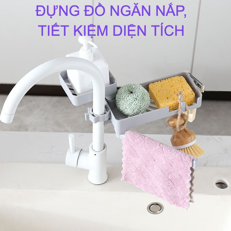 Giá treo vòi nước, Giá để đồ gắn vòi nước nhựa ABS an toàn, tiện lợi, đa năng, màu ghi xám - FUNNY TIMES