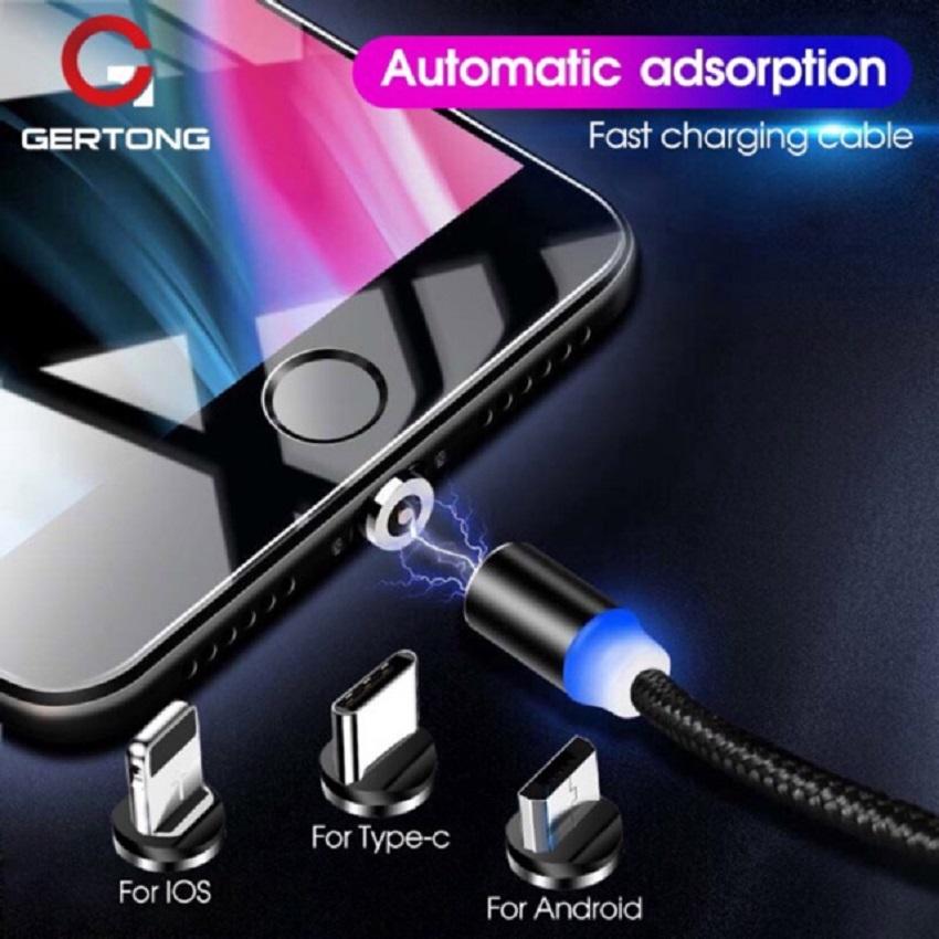 Cáp sạc nam châm 3 đầu Lightning Micro USB Type-C xoay tròn 360 độ có led dành cho điện thoại androi iphone Type C dây sạc nam châm cáp sạc lightning cáp sạc type c cáp sạc nam châm cáp sạc nhanh
