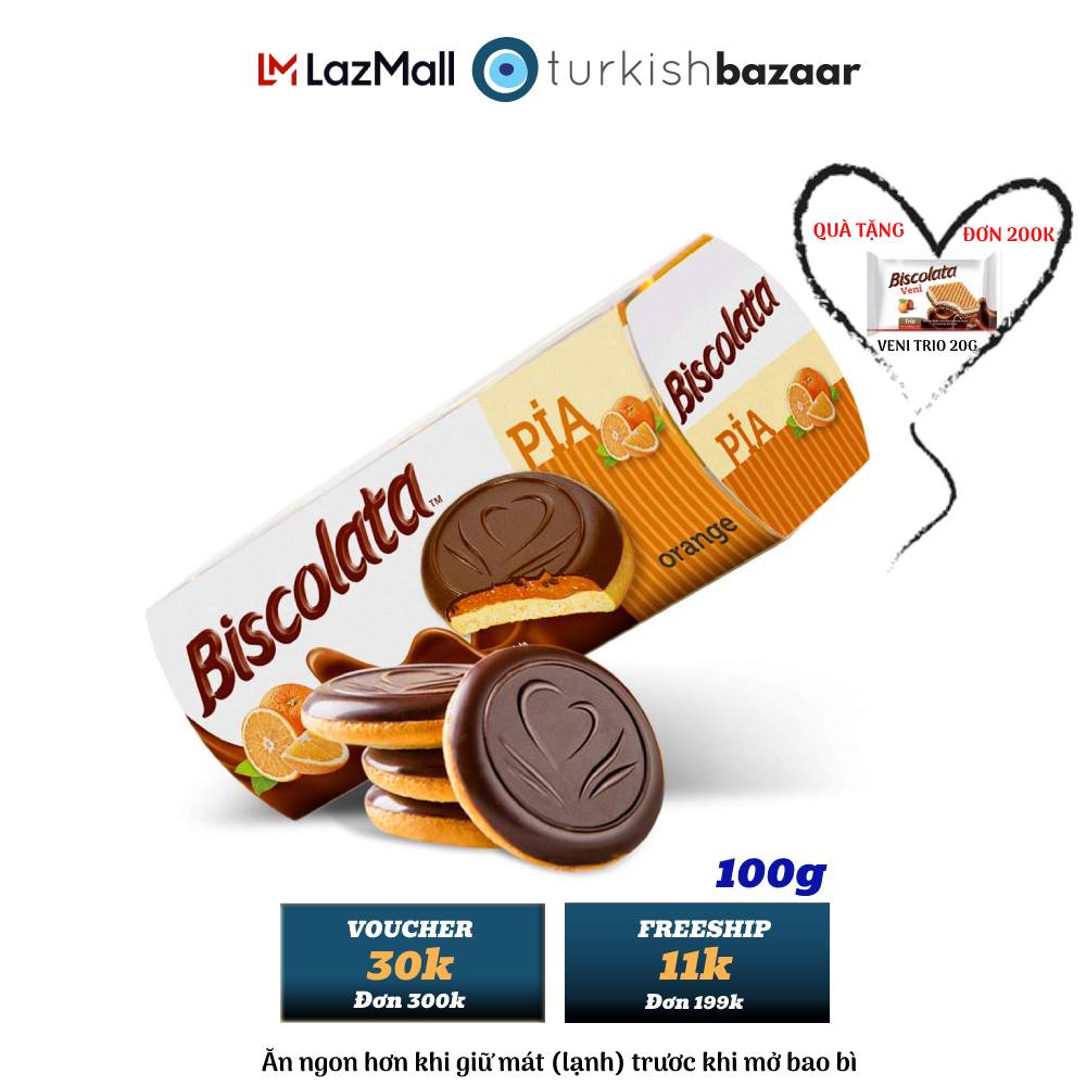 Bánh Socola nhân mứt cam Biscolata Pia 100g
