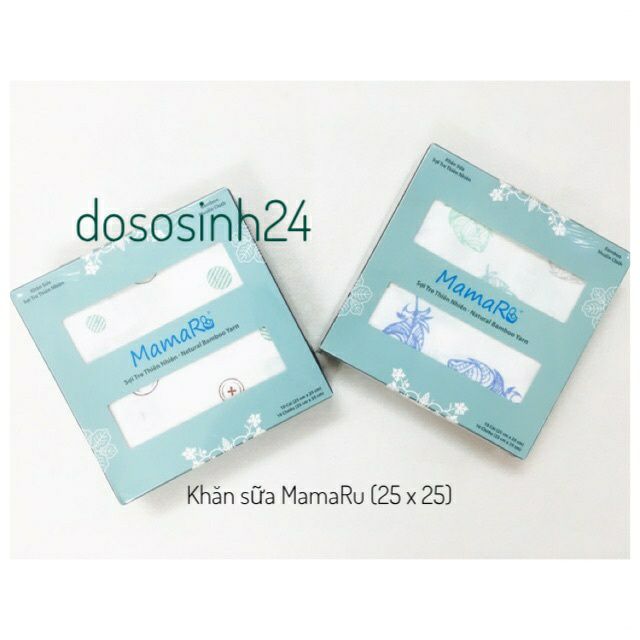 MamaRu-Hộp 10 khăn sữa sợi tre (25x25)-Chất liệu sợi tre thiên nhiên và cotton-Dùng làm khăn lau mặt, khăn sữa và khăn ăn cho bé