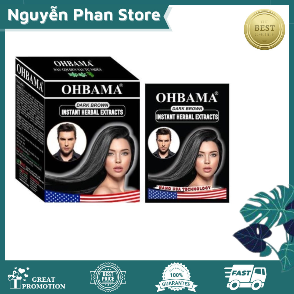 Dầu gội đen tóc thảo dược ohbama / obama gội là đen – hộp 10 gói