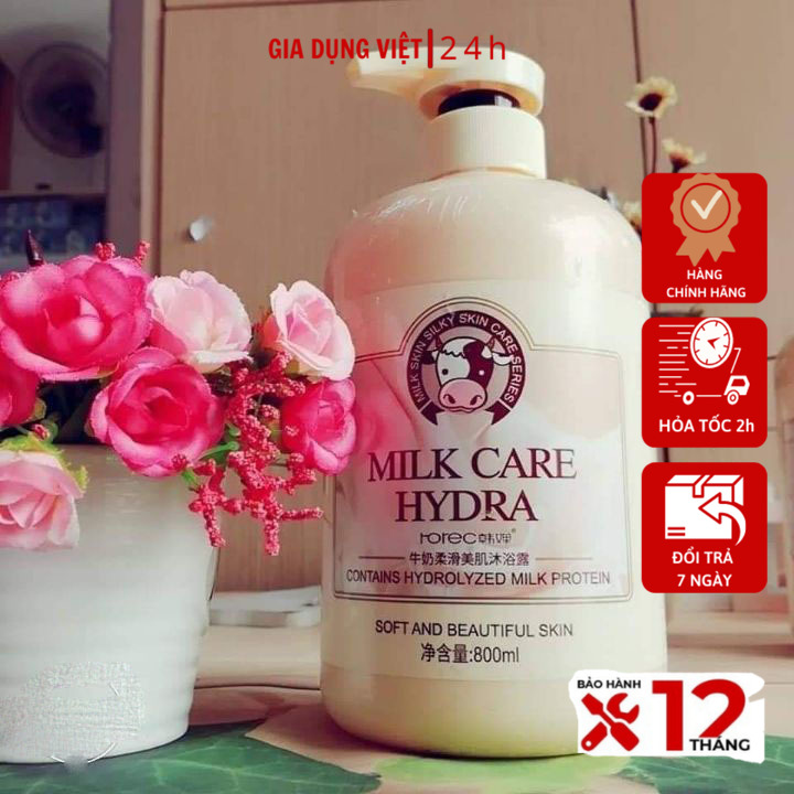 Sữa tắm trắng da, sữa tắm con bò nội địa trung milk care hydra 800ml, hương thơm quyến rũ.