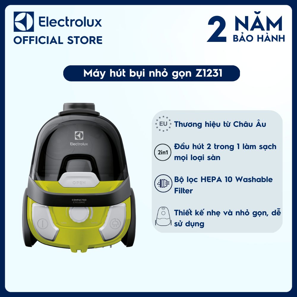  Máy hút bụi có dây Electrolux Z1231 - đầu hút 2 trong 1 bộ lọc HEPA nhỏ gọn 