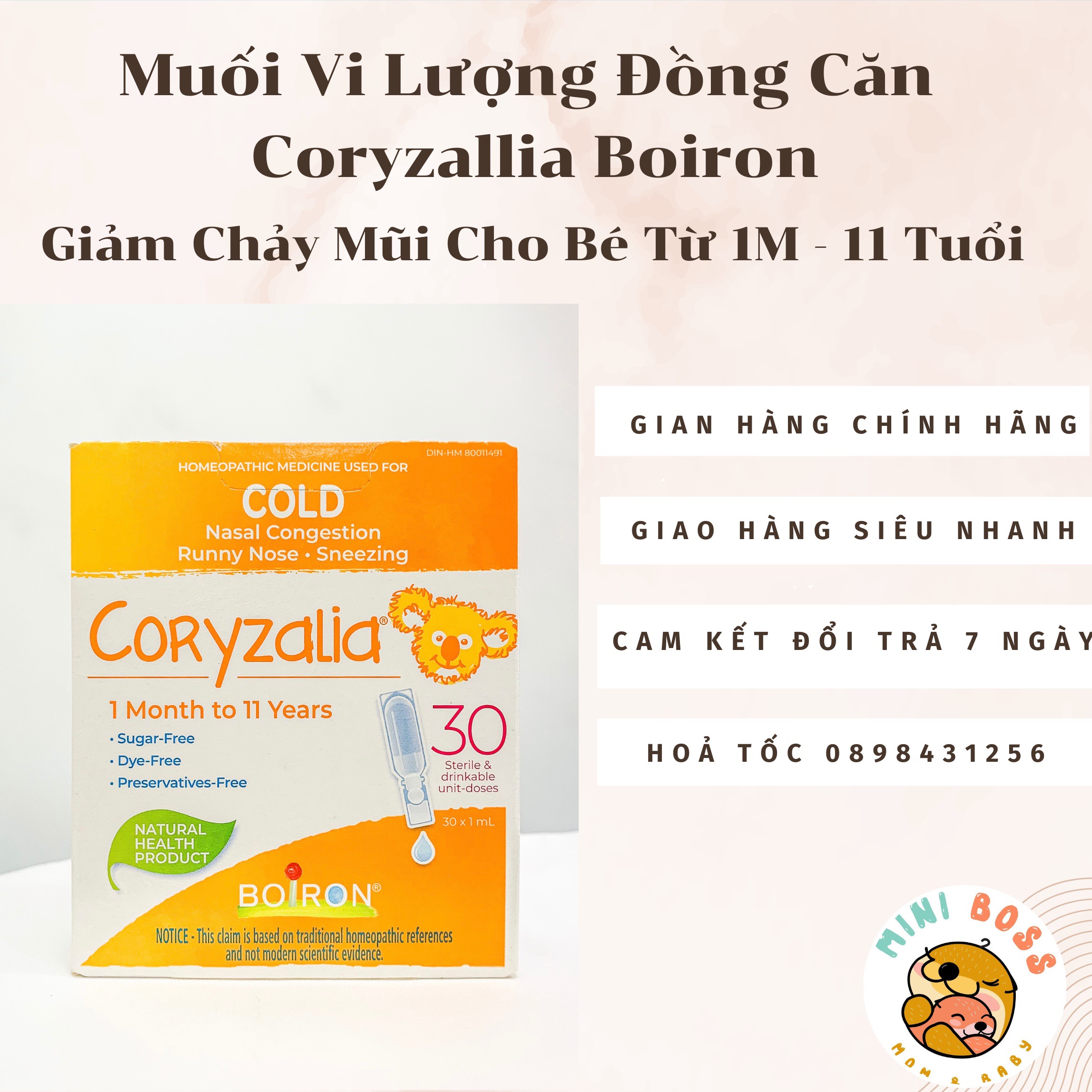 Muối uống vi lượng đồng căn Boiron Coryzalia cho bé từ 1 tháng