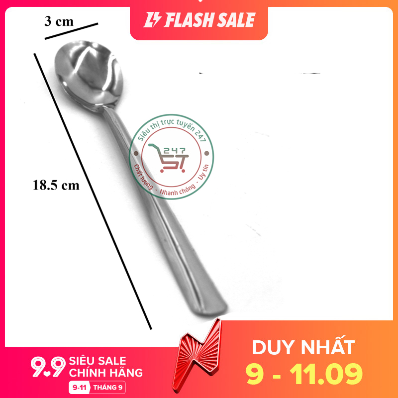 Thìa chanh inox đầu tròn giá rẻ Muỗng inox dài nhỏ dùng uống nước trái cây sinh tố tiện dụng