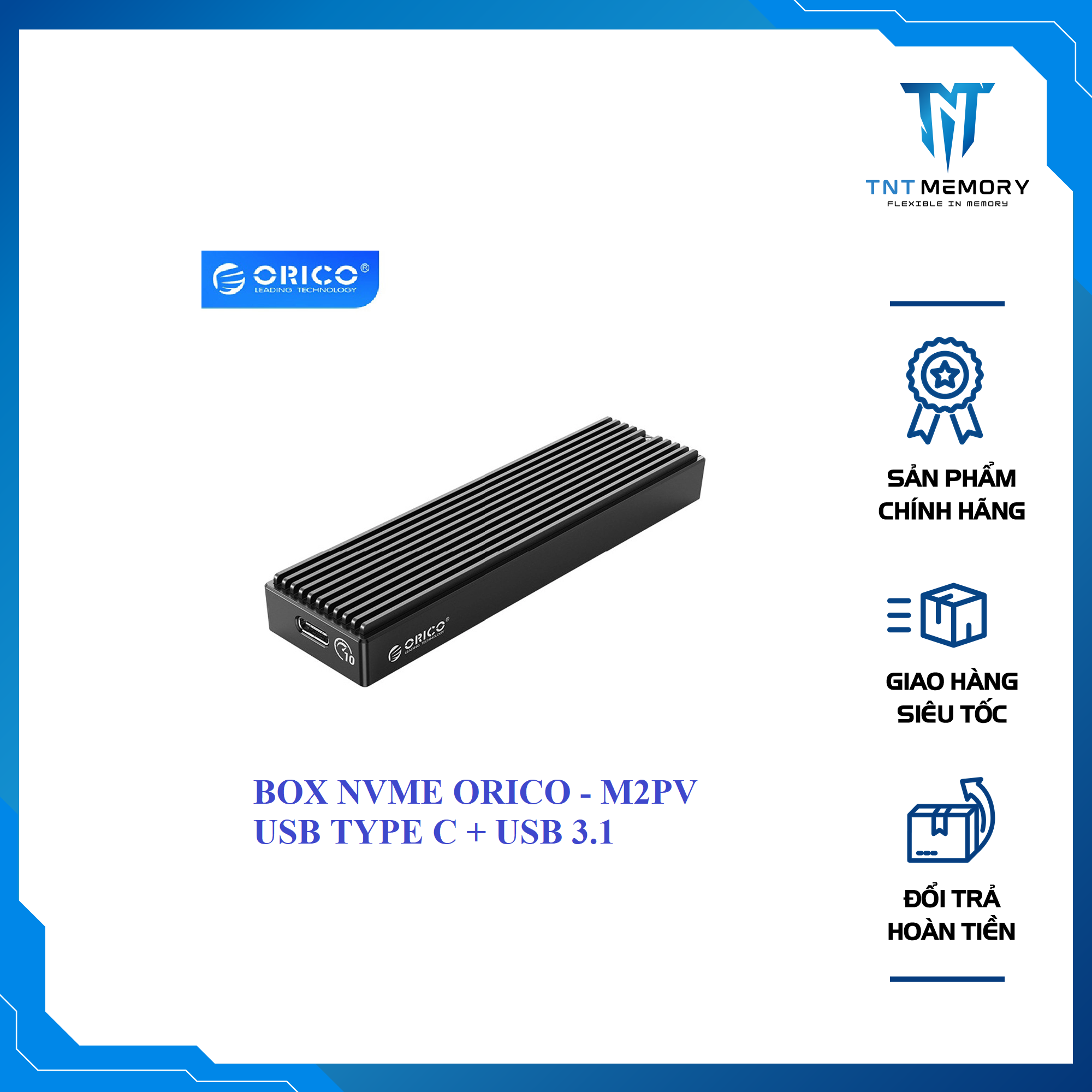 Box SSD NVMe ORICO M2PV-C3 TYPE C USB 3.1 KÈM Ổ SSD