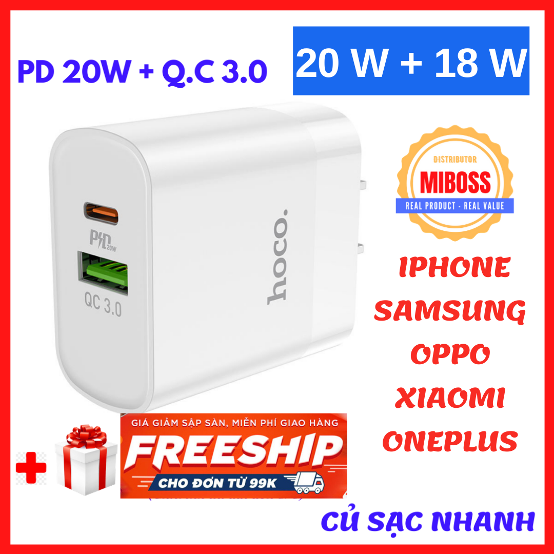 [HCM]Củ sạc nhanh (FREESHIP BH 12 THÁNG) MIBOSS sạc iphone samsung oppo xiaomi... PD 20W USB 18W TỰ NGẮT KHI ĐẦY PIN