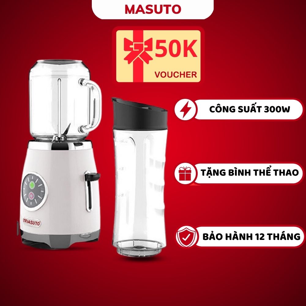 Máy Xay Sinh Tố Đa Năng Masuto Chuyên Gia Say Món Healthy Eatclean 2 Cối 0,6L Kèm Ống Hút