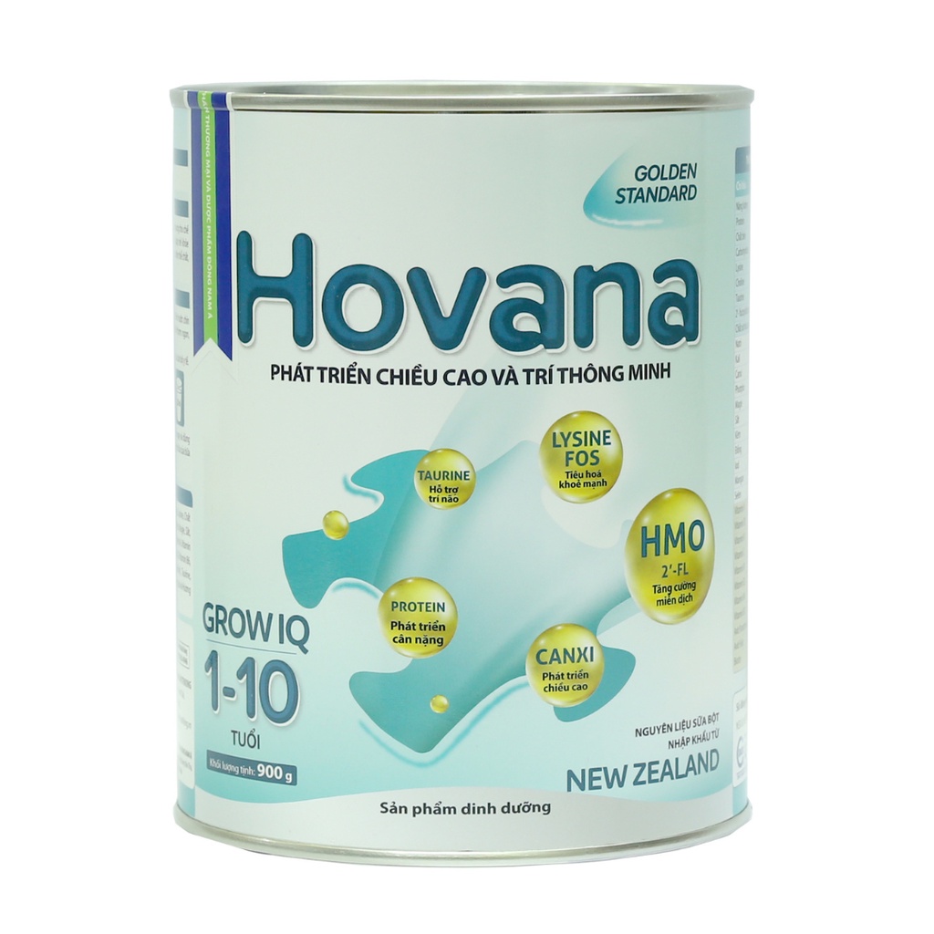 Sữa Phát Triển Chiều Cao và Trí Não Cho Bé từ 1-10 Tuổi HOVANA GROW IQ (Sữa công thức) lon 900g