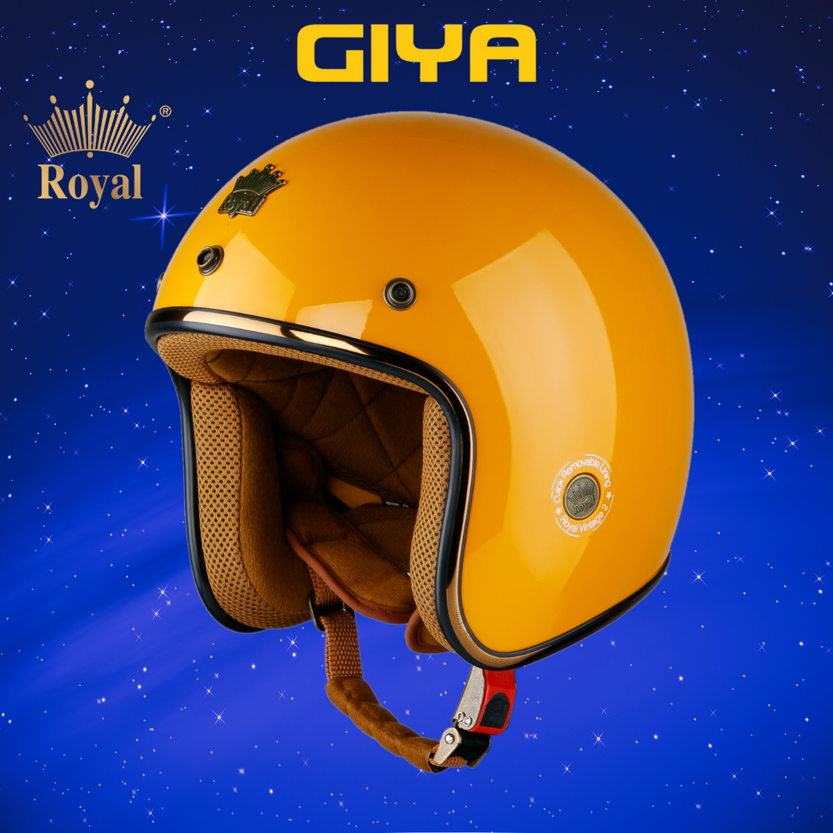 Mũ bảo hiểm 3/4 đầu Royal M20C Vàng nghệ bóng với lót tháo rời, form nón nhỏ gọn nhiều size cho cả nam nữ đi xe máy - Giya Helmet