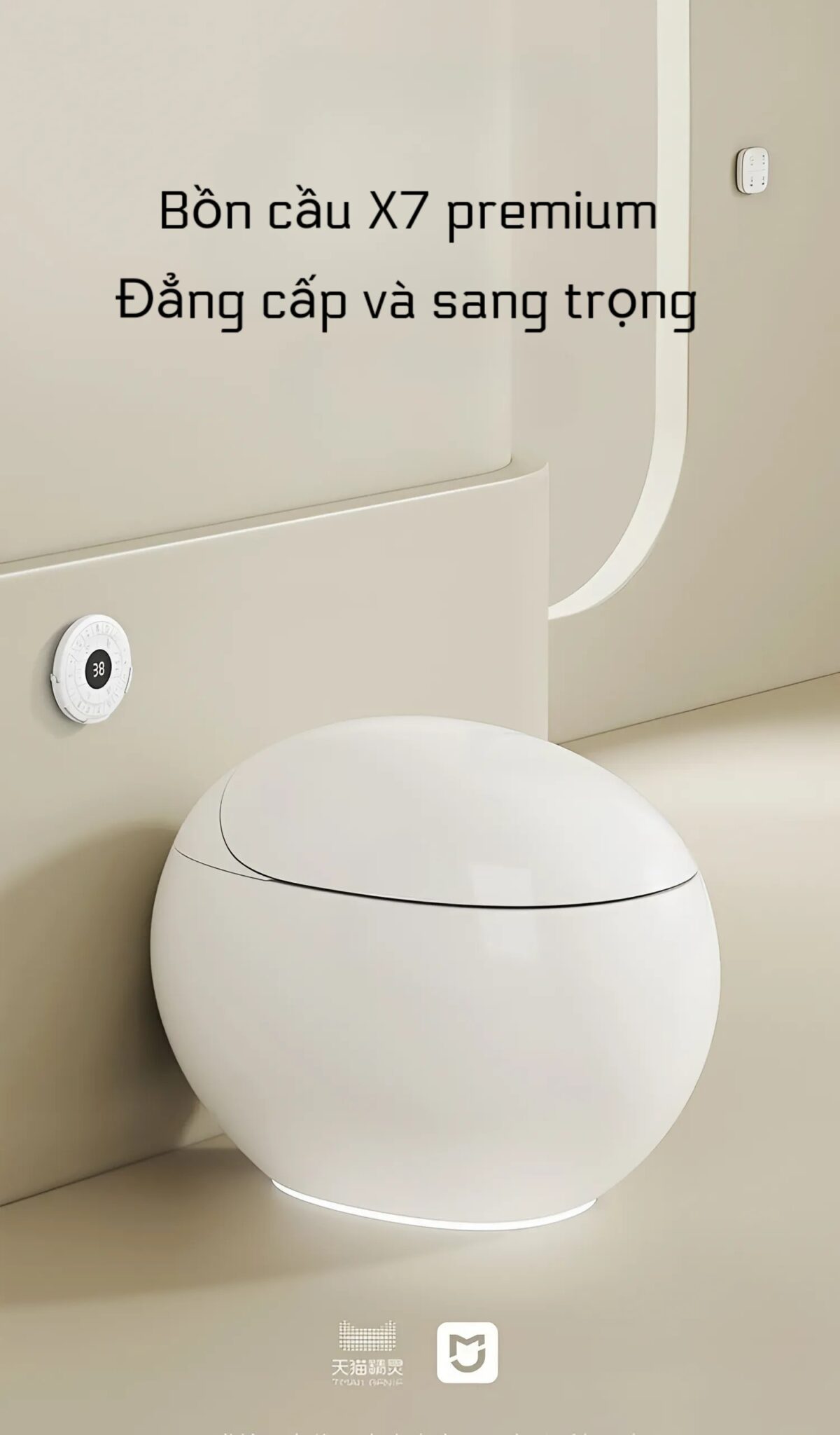 Bồn Cầu thông minh hình Trứng Xiaomi Romi X7 Premium tích hợp cảm biến nhiệt-không giới hạn áp lực nước-chống bắn - khử khuẩn UV-kết nối APP– Model 2025