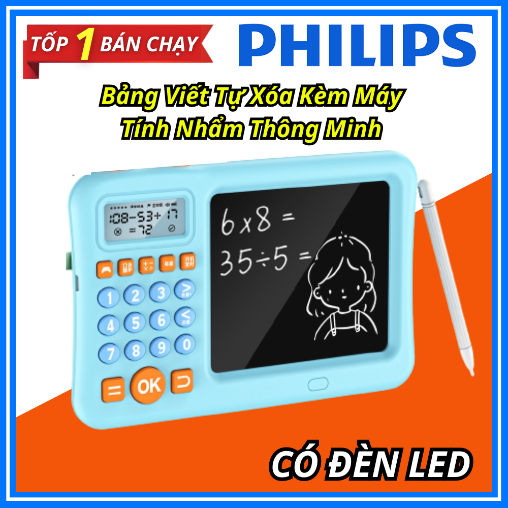 Phi lips Máy Tính Nhẩm Kèm Bảng Viết Tự Xóa Thông Minh Giúp Bé Học Làm Toán Dễ Dàng Bảng Vẽ Thông Minh Giúp Bé Có Tư Duy Tốt Bảo Hành 12 Tháng