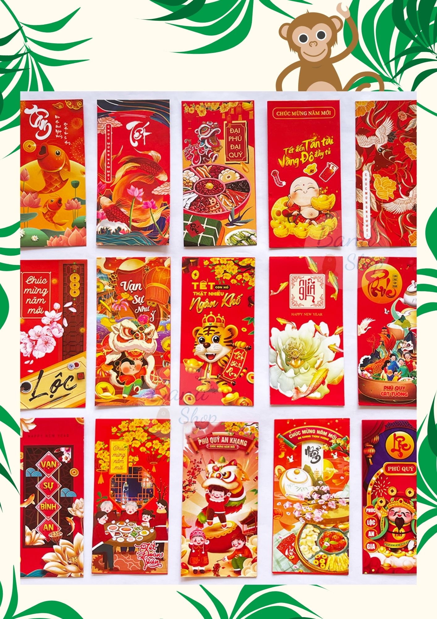 Bao lì xì đỏ tết cổ truyền Nhâm Dần 2022