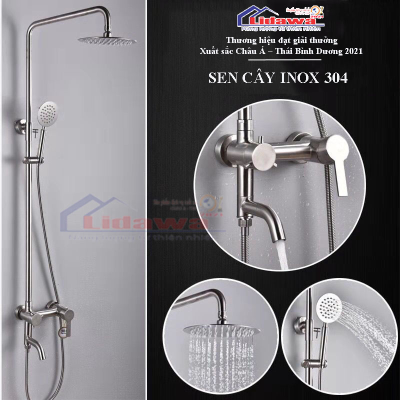 Bộ sen cây tắm đứng nóng lạnh inox 304 L1007 Lidawa ViethomeStore [ GIẢM GIÁ 50%] Sản phẩm cao cấp, Củ dày đẹp, cây điều chỉnh độ cao, nước mạnh, chống gỉ sét