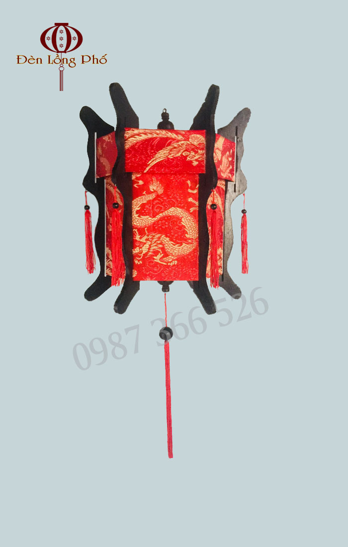 Đèn lồng lục giác vải gấm rông - size 40 cm