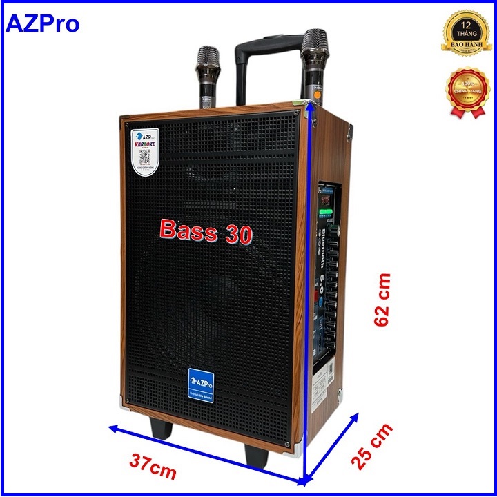 Loa kéo Bluetooth AZ-V-12-A,Bass 30,chính hãng AZPRO thùng gỗ cao cấp,Mạch 12 núm chỉnh có Revert