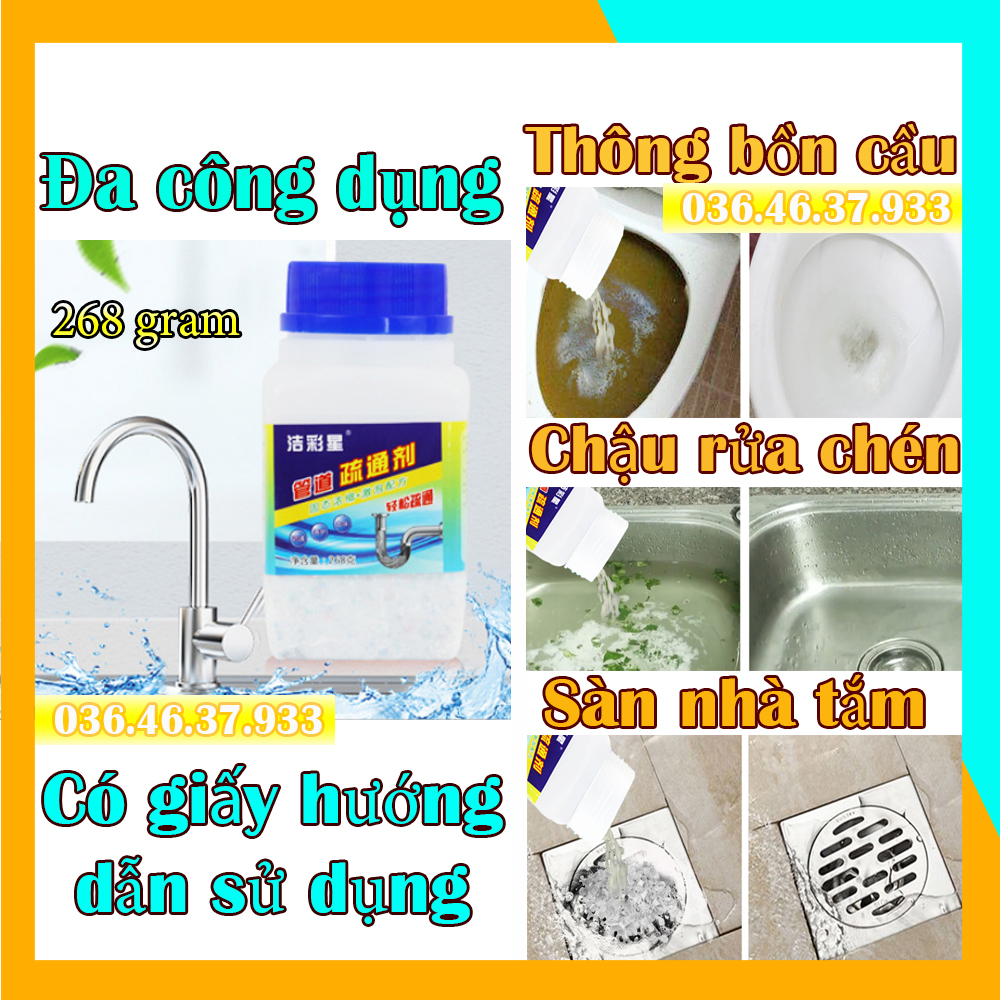 Combo 2 chai Bột thông bồn cầu cực mạnh thông tắc cống và bồn rửa chén 268gr