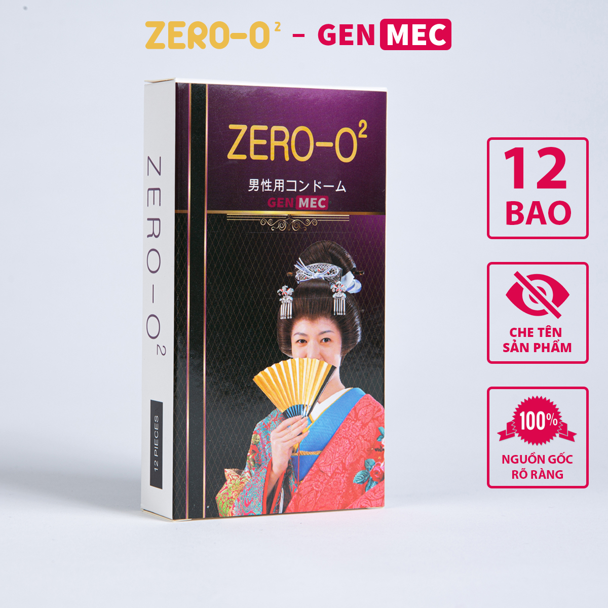 Bao cao su siêu mỏng zero o2 truyền nhiệt ấm siêu khoái cảm - siêu thăng hoa - bcs zero o2 hộp 12 bao - genmec