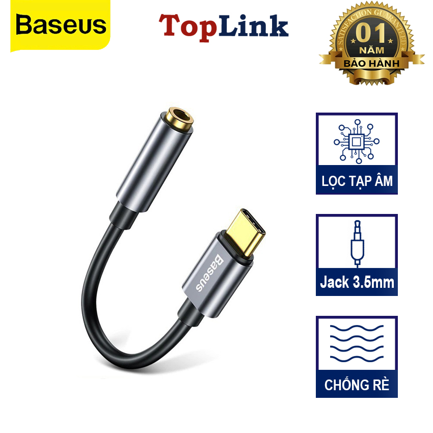 Cáp chuyển đổi type c ra jack 3.5mm, cáp âm thanh type c ra jack 3.5mm baseus l54 type c to 3.5mm earphone jack aux usb c cable headphones adapter 3.5 jack audio cable for huawei p20 xiaomi mi 10 - phân phối bởi toplink
