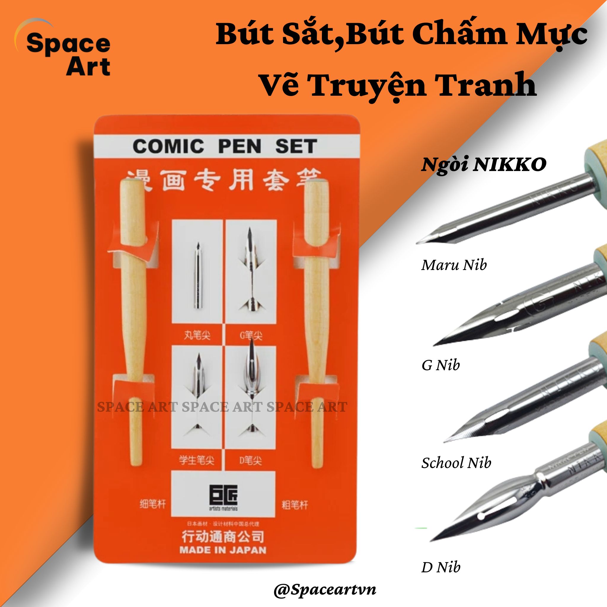 Bộ Bút Chấm Mực Comic Pen Set luyện chữ,vẽ truyện tranh