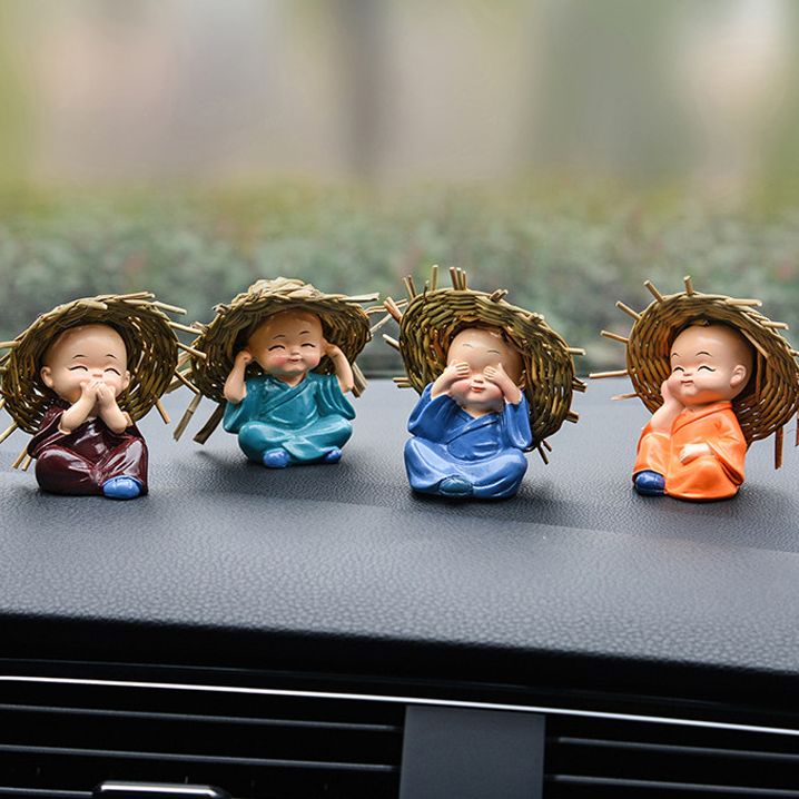 Bộ tượng 4 chú tiểu tứ không đội nón rơm dễ thương