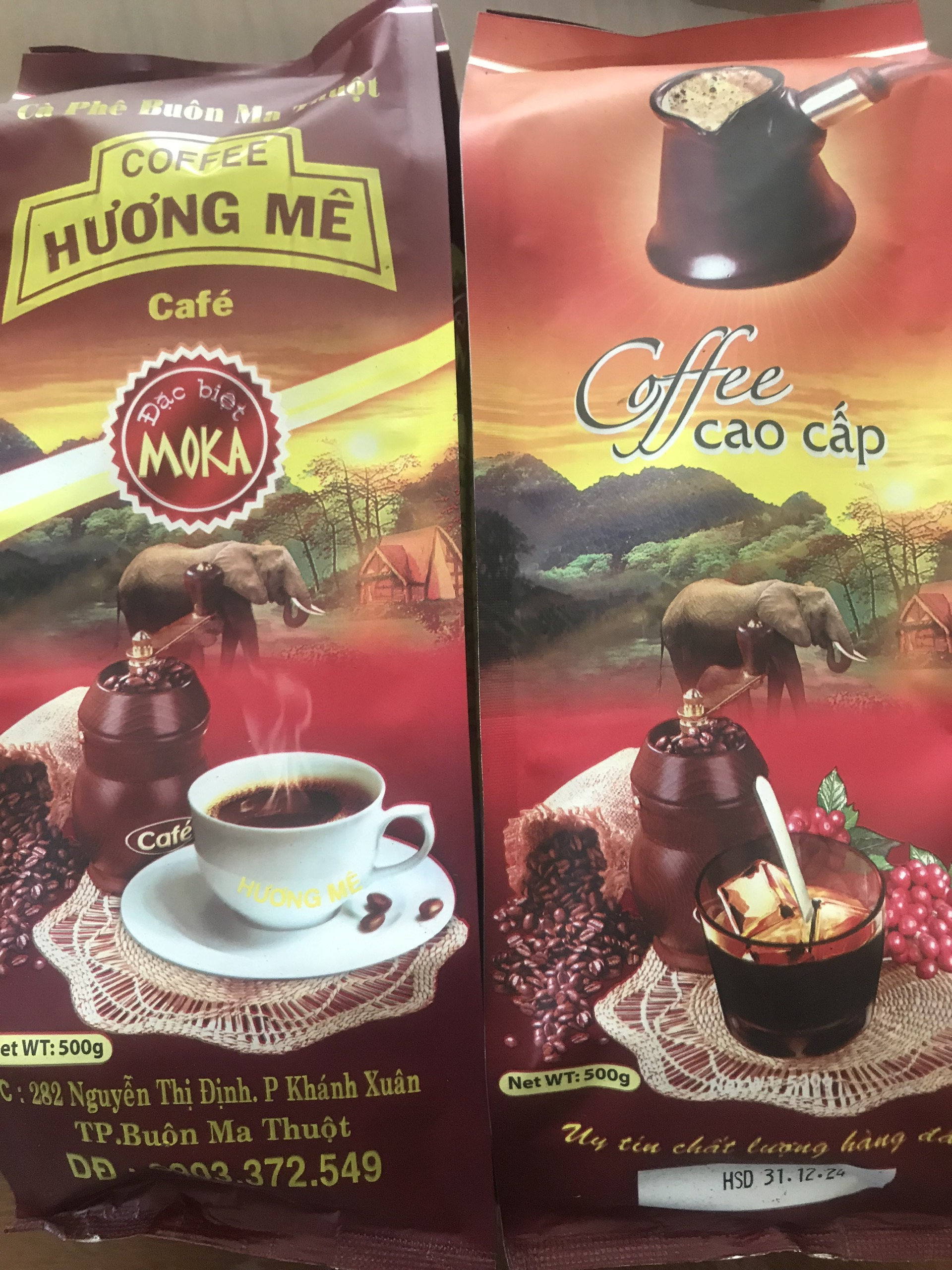 Cà phê Hương Mê: Robusta kết hợp Moka, thơm ngon đậm đà, 1 kg gồm 2 gói 500g