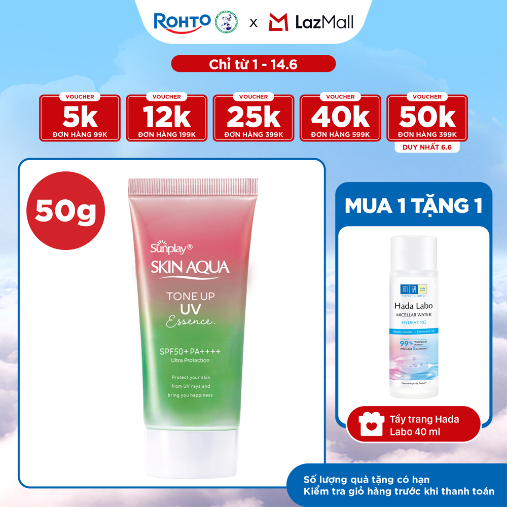 Kem chống nắng nâng tông Skin Aqua Tone up Rose cho da trắng, khuyết điểm xanh hoặc tái xanh, dạng tinh chất Sunplay Skin Aqua Tone Up UV Essence Rose SPF 50+ PA++++ 50g