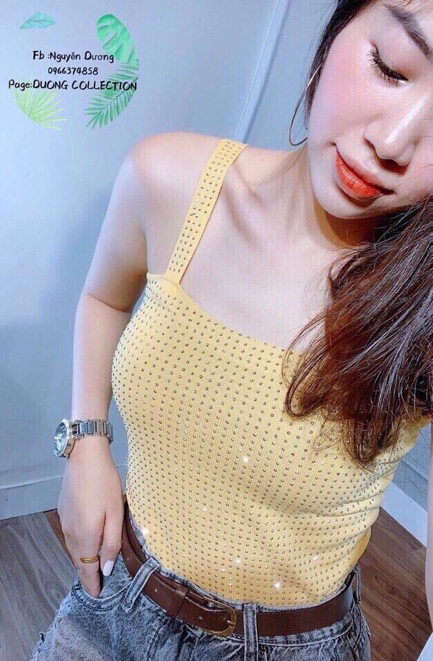 (Top bán chạy ) Áo 2 dây đính đá hàng nhập quảng châu cao cấp