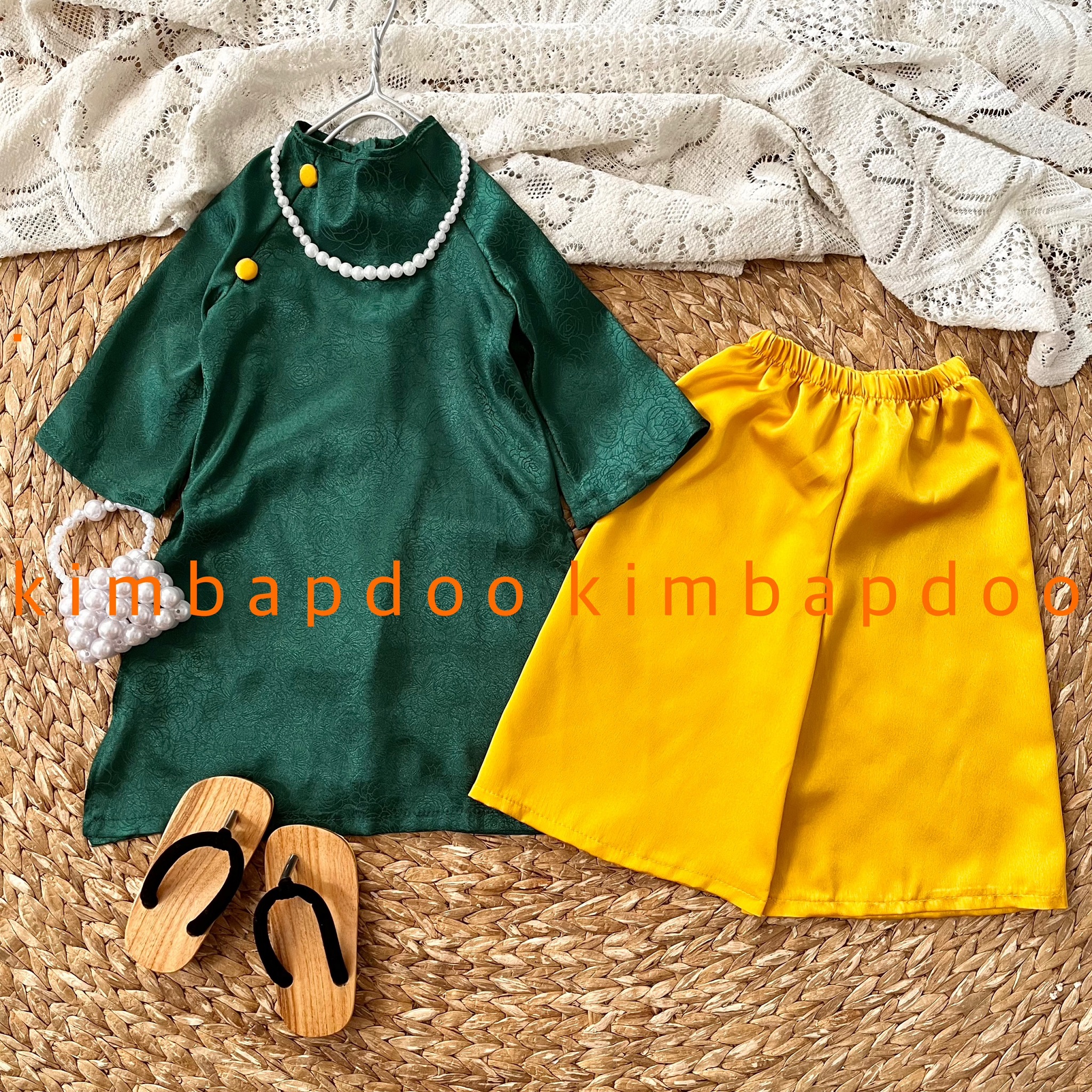 Áo dài mai đào Tết rực rỡ cho bé gái chơi lễ Tết, lễ hội kimbapdoo