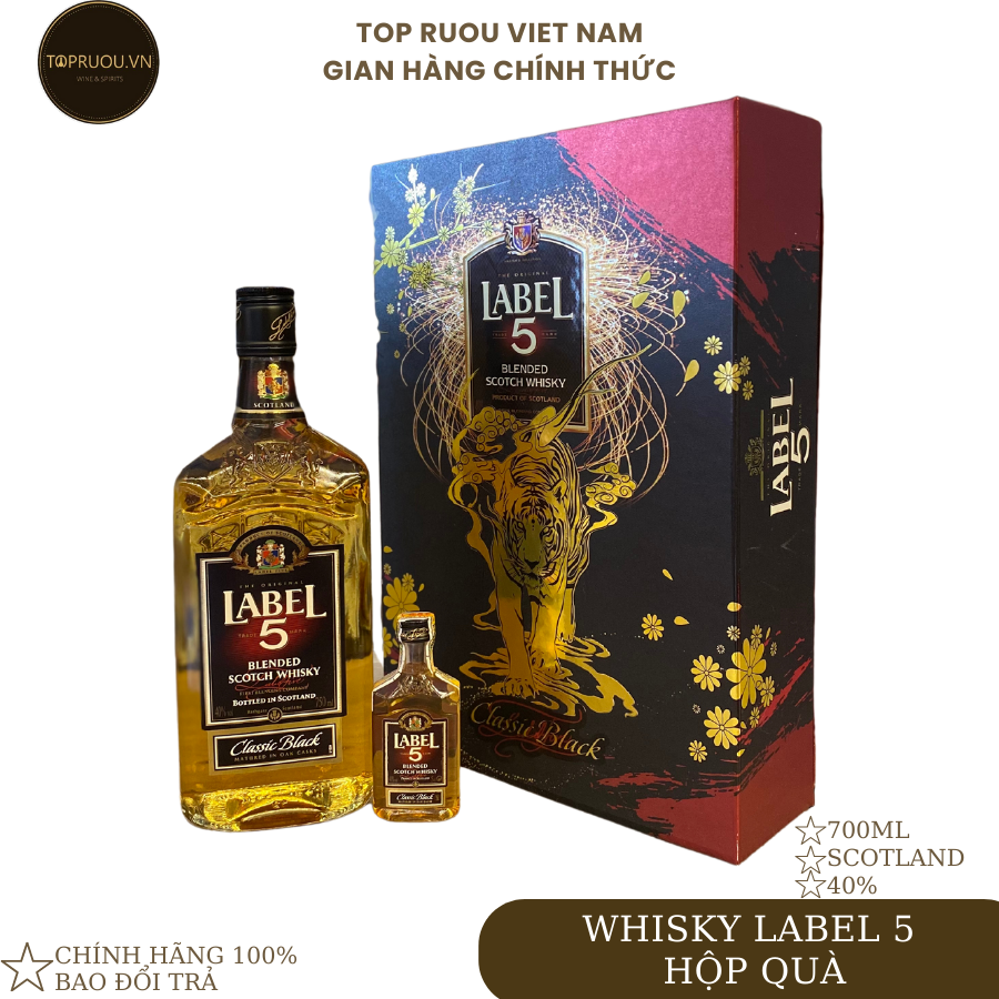 Rượu whisky label 5 hộp quà 700ml
