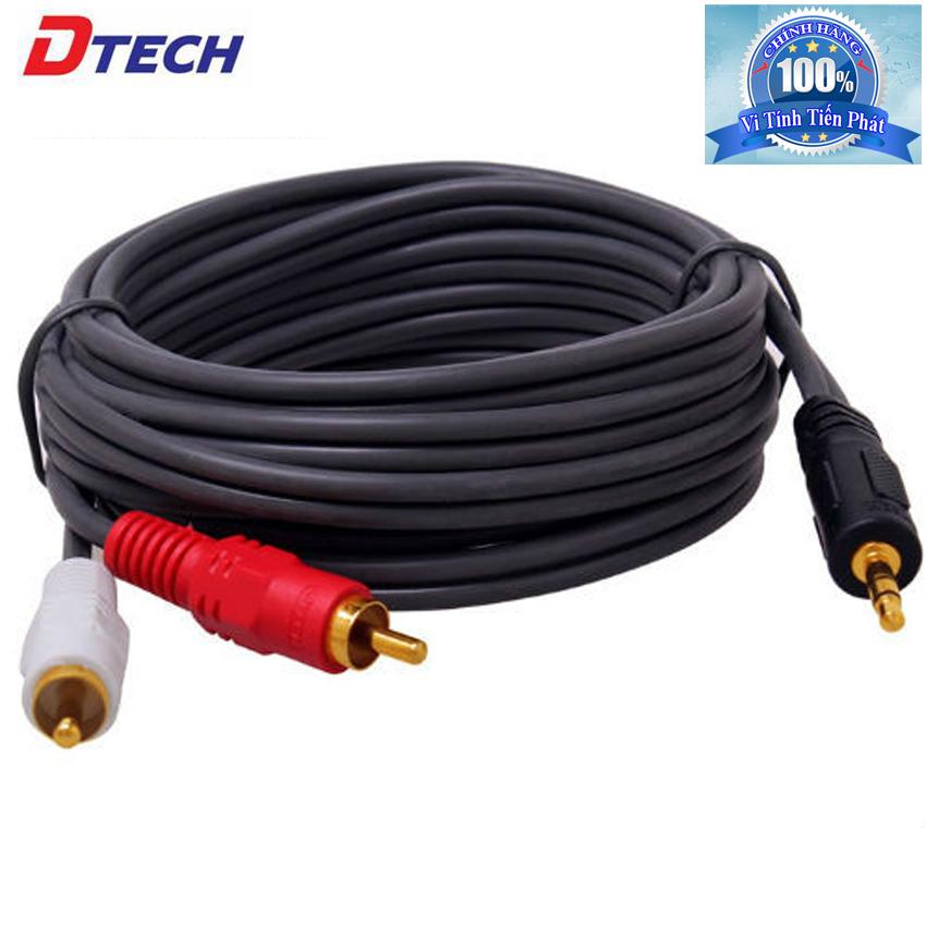 Dây cáp audio rắc 3.5mm ra RCA AV Dtech DT-6213 dài 5m