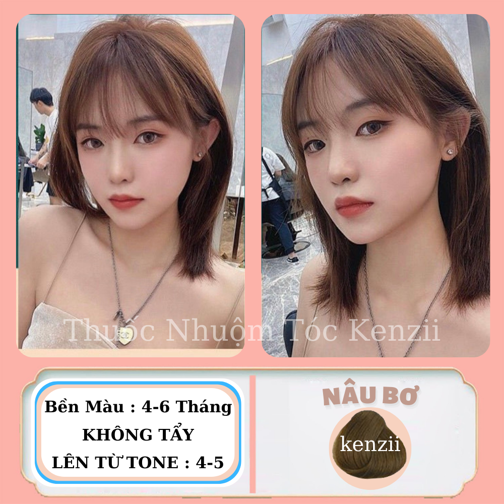 Thuốc nhuộm tóc nâu bơ Tặng trợ nhuộm Kenzii lên từ tone nâu 4 - 5 | Thuốc nhuộm tóc màu nâu bơ
