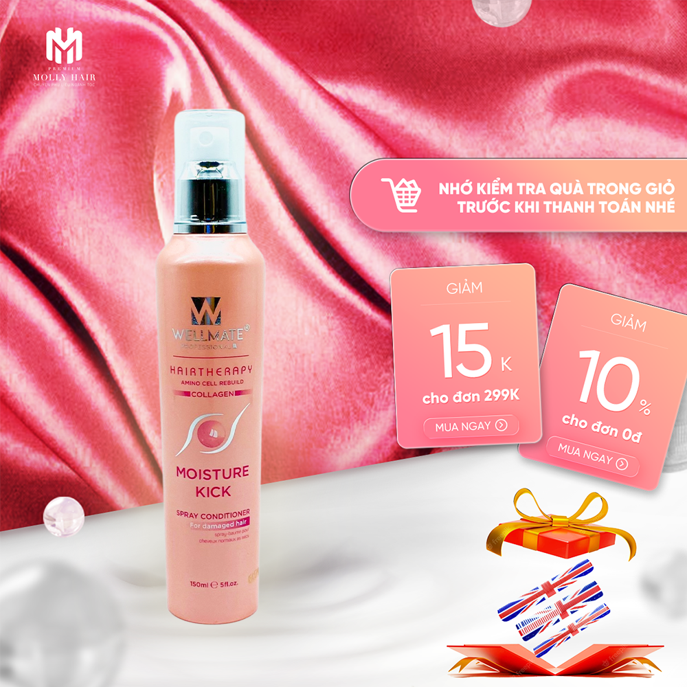 Xịt dưỡng tóc MollyHair thương hiệu Wellmate siêu mềm mượt dễ sử dụng sau mỗi lần gội 150ml